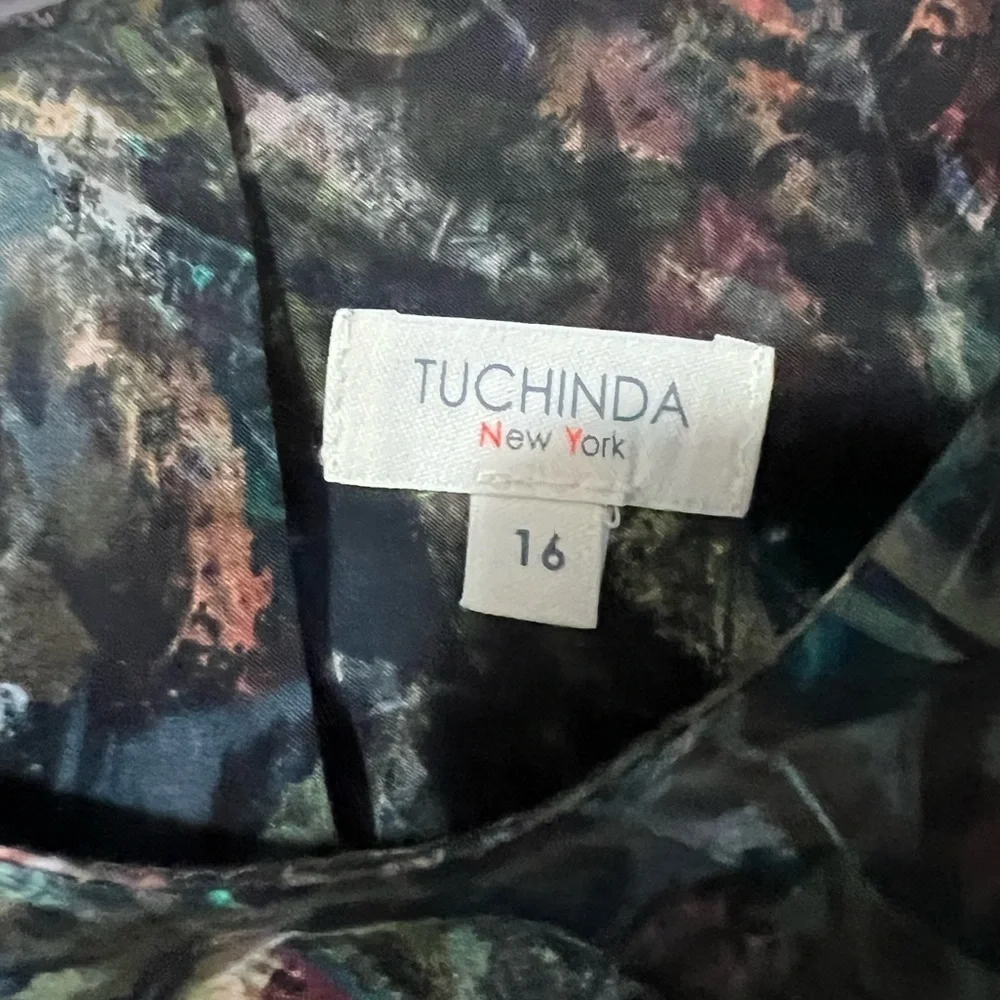 Tuchinda Girls Blouse Size 16 Long Sleeves Green Brown Earthy Modest Button Back